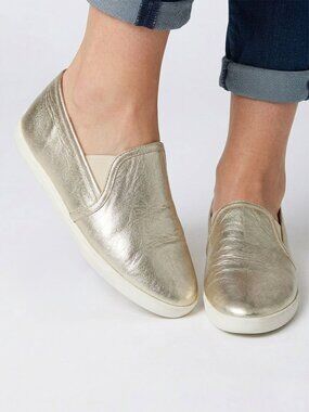 Joie Kidmore Metallic Gold Leather Slip-On Sneakers Shoes Loafers - Size 39